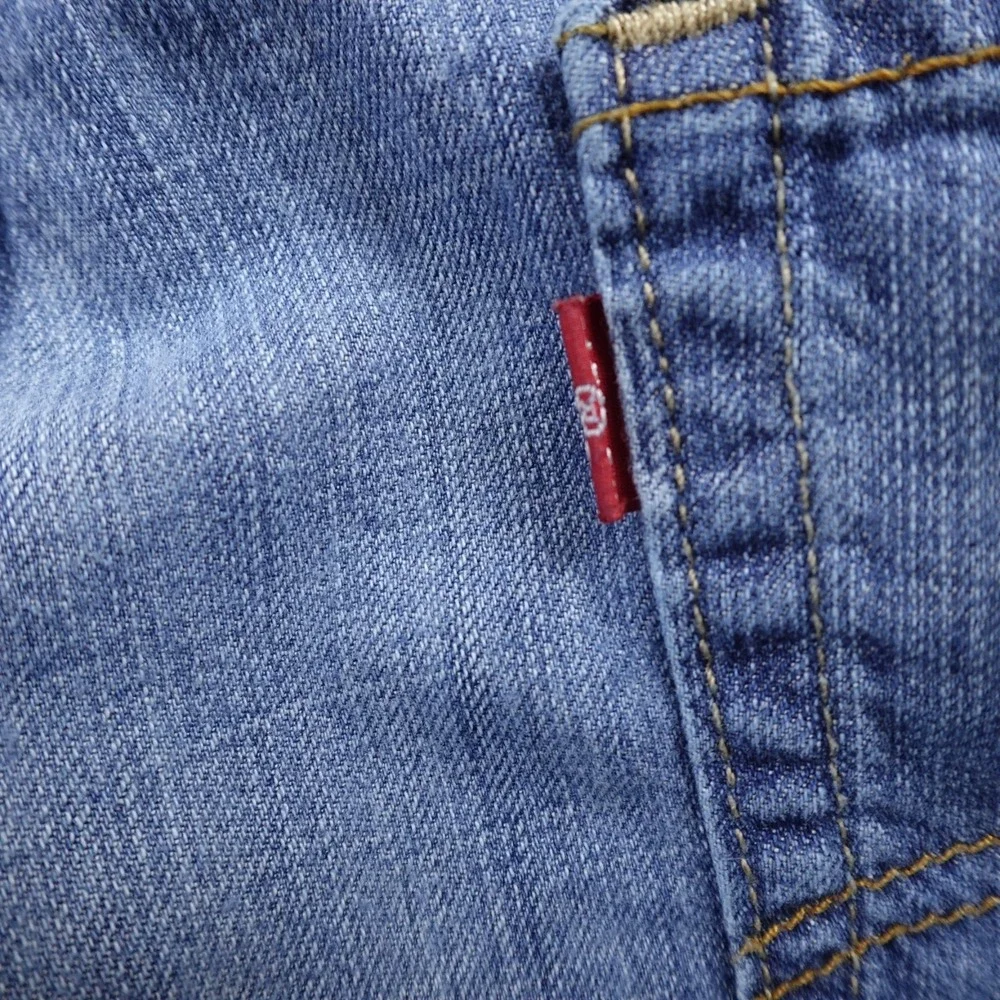 Levis Jeans Mens 36X32 Dark Blue Denim Pants‎ 514 Slim Straight Faded Whiskered